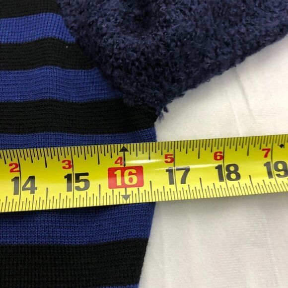 NEXIIA Blue/Black striped Front/back Slit Long button down Cardigan size M. ER - Picture 8 of 9